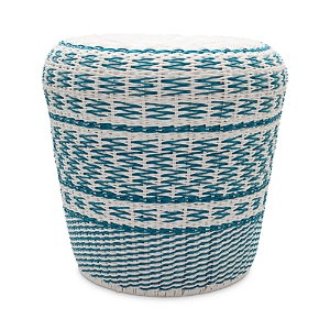 Surya Parkdale Garden Stool In White/sky Blue