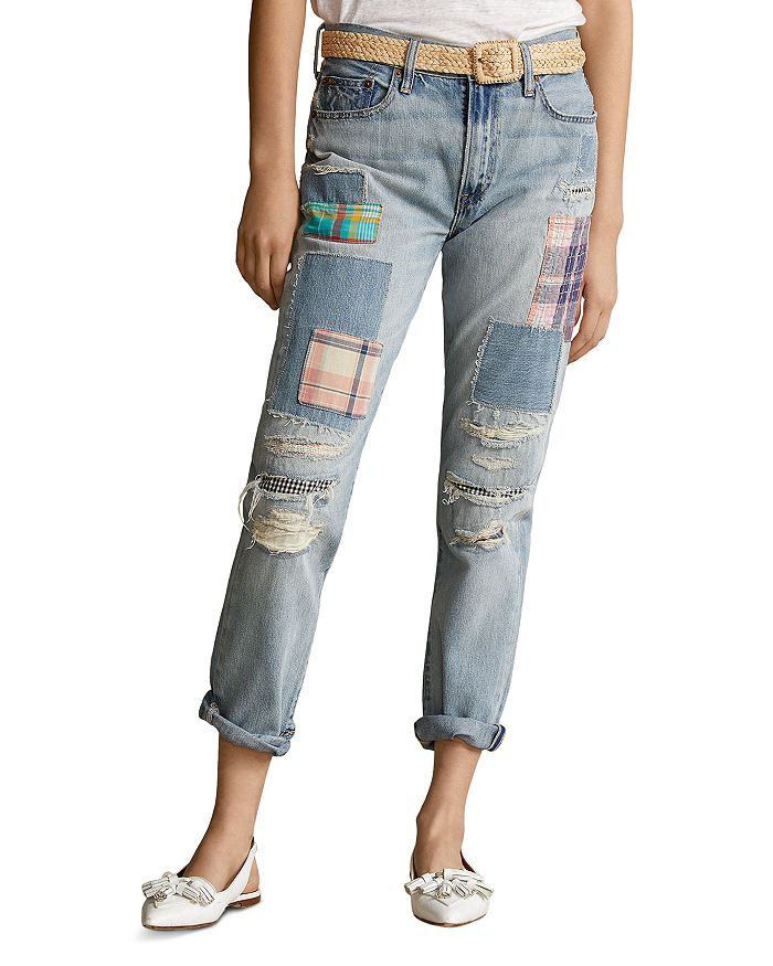 Ralph Lauren Avery Patchwork Boyfriend Jeans in Light Indigo