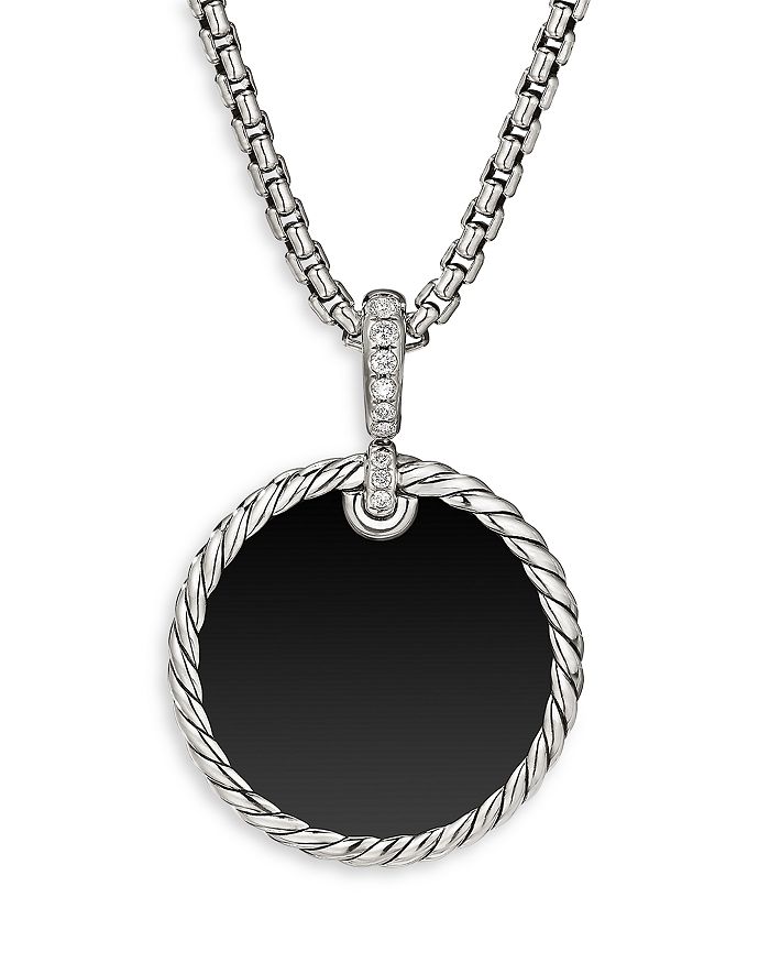 David Yurman - Sterling Silver DY Elements&reg; Disc Pendant with Black Onyx, Mother-of-Pearl & Diamonds