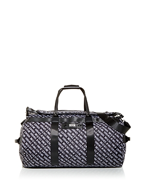 Versace Jeans Couture Logo Print Duffle Bag In Black/white