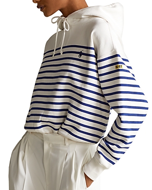 Ralph Lauren Polo  Striped Hoodie In White