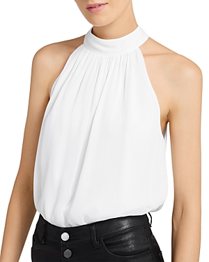 Shop Alice And Olivia Maris Halter Neck Top In White