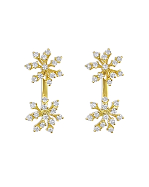 18K Yellow Gold Luminus Diamond Double Cluster Drop Earrings