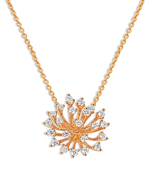 Hueb 18k Rose Gold Luminus Diamond Starburst Cluster Pendant Necklace, 16