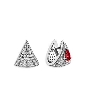 Hueb 18K White Gold Mirage Ruby & Diamond Huggie Hoop Earrings