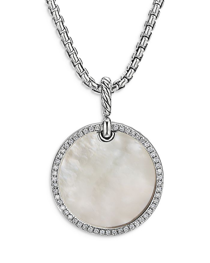 David Yurman - Sterling Silver DY Elements&reg; Disc Pendant with Mother-of-Pearl & Diamonds