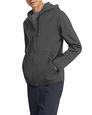 Theory Jamison Neoteric Zip Front Hooded Jacket In Dark Gray