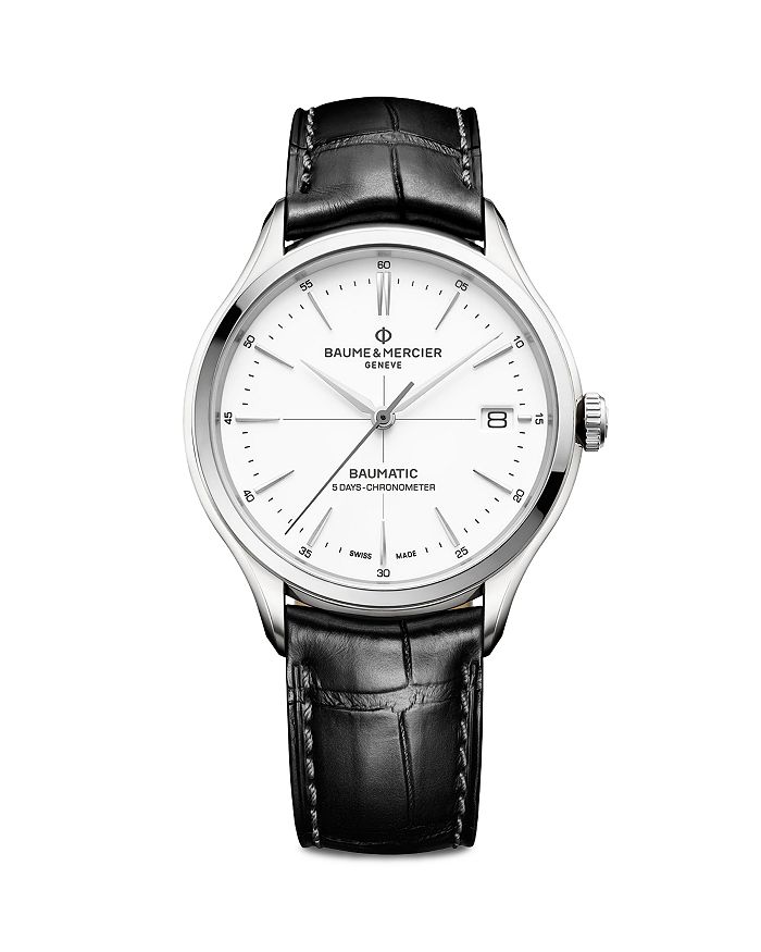 Shop Baume & Mercier Clifton Baumatic Watch, 40mm In White/black
