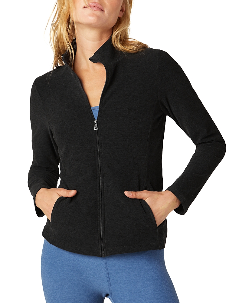 Beyond Yoga Spacedye On The Go Mock Neck Jacket In Darkest Night