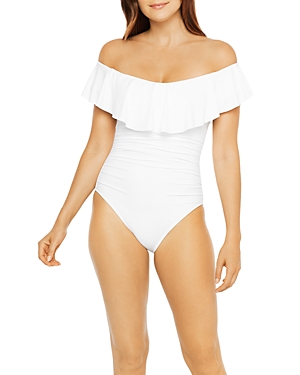 LA BLANCA ISLAND GODDESS OFF-THE-SHOULDER ONE PIECE SWIMSUIT,LB0IG11