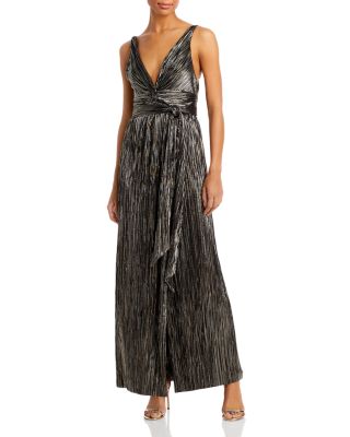 Sabina Musayev Erin Metallic Pleated Gown | Bloomingdale's Women