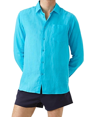 Vilebrequin Linen Classic Fit Shirt In Azure