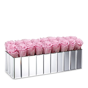 Rose Box Nyc 24 Rose Modern Mirrored Centerpiece In Light Pink