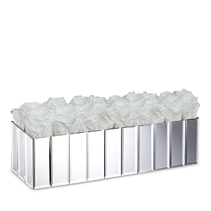 Rose Box Nyc 18 Rose Modern Mirrored Centerpiece In Pure White