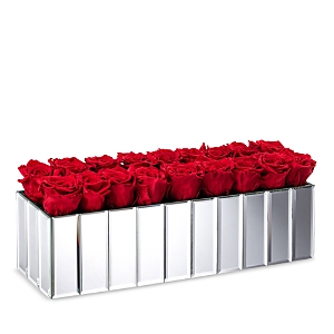 Rose Box Nyc 18 Rose Modern Mirrored Centerpiece In Red Flame