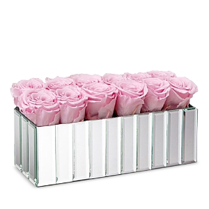 Rose Box Nyc 12 Rose Modern Mirrored Centerpiece In Light Pink