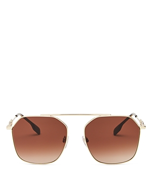 Burberry Men's Brow Bar Square Sunglasses, 57mm In Gold/brown