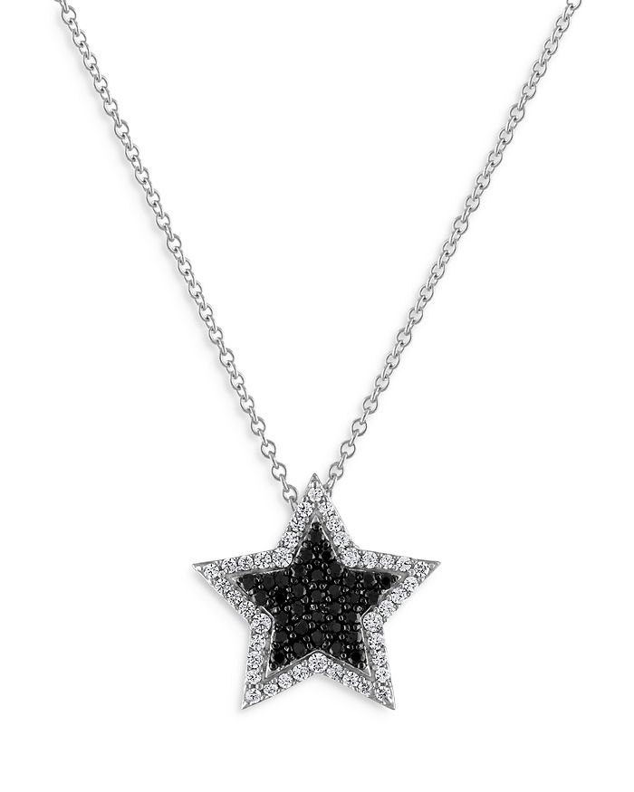 Bloomingdale's - Black & White Diamond Star Pendant Necklace in 14K White Gold, 0.50 ct. t.w. - 100% Exclusive