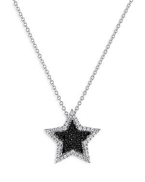 Bloomingdale's Black & White Diamond Star Pendant Necklace In 14k White Gold, 0.50 Ct. T.w. - 100% Exclusive In Black/white