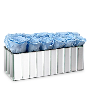 Rose Box Nyc 18 Rose Modern Mirrored Centerpiece In Light Blue