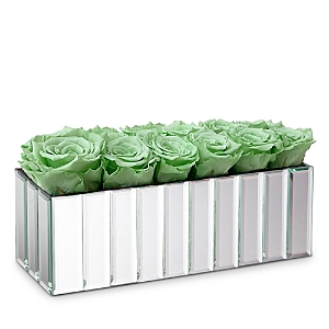 Rose Box Nyc 12 Rose Modern Mirrored Centerpiece In Light Green