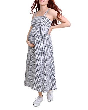 Ingrid & Isabel Maternity Fit And Flare Midi Dress In Abstract Check