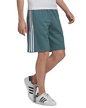 Adidas Originals Cotton French Terry Ombre 3d Trefoil Logo Embroidered Regular Fit Drawstring Shorts In Hazy Emerald
