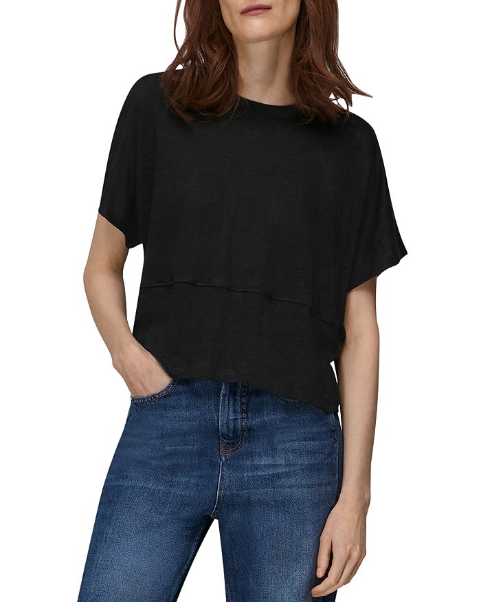 Whistles Button Back Linen Tee Bloomingdale's