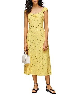 Shop Whistles Forget Me Not Midi Dress In Yellow