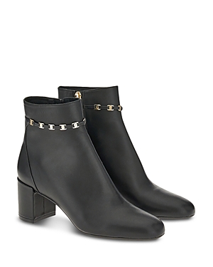 Ferragamo Women's Ghila High Block Heel Booties In Nero