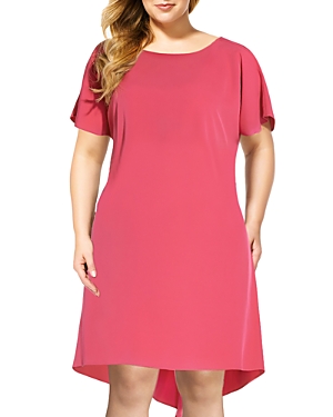 Adrianna Papell Plus High Low Shift Dress In Super Pink
