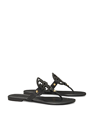 Shop Tory Burch Women's Miller Thong Sandals In Black Leather