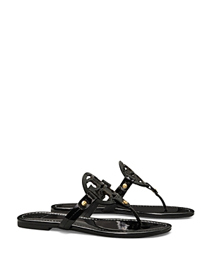 Shop Tory Burch Women's Miller Thong Sandals In Black Patent Leather