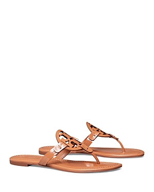 Tory Burch Miller Soft Leather Thong Sandals In Tan Patent Leather