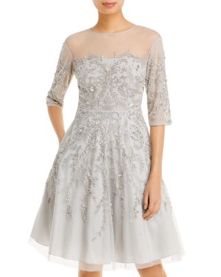 Aidan Mattox Beaded Illusion Cocktail Dress Bloomingdale s