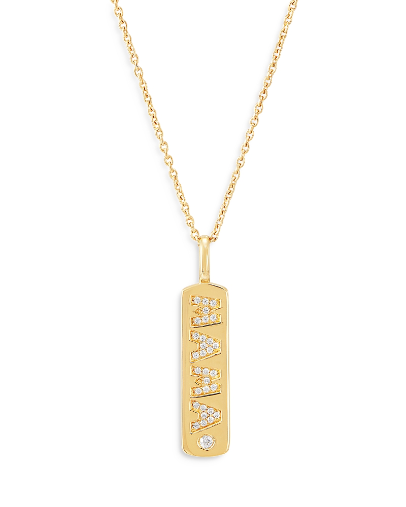 Bloomingdale's Fine Collection Diamond Mama Dog Tag Pendant Necklace in 14K Yellow Gold, 0.12 tcw