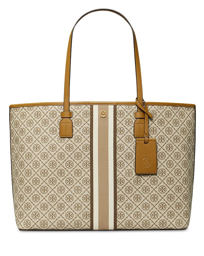 Tory Burch T Monogram Coated Canvas Small Tote Bag In Granola | ModeSens