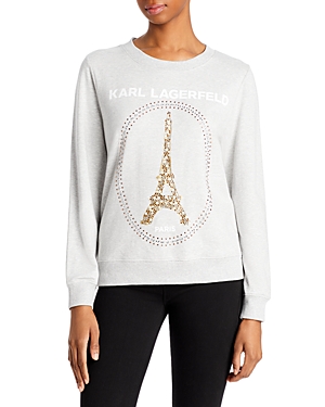 Karl Lagerfeld Paris Sparkle Eiffel Tower Sweatshirt