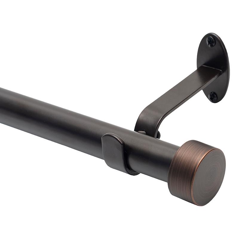Elrene Home Fashions Serena Adjustable Curtain Rod With Cap Finials, 28-48 In Antique Bronze
