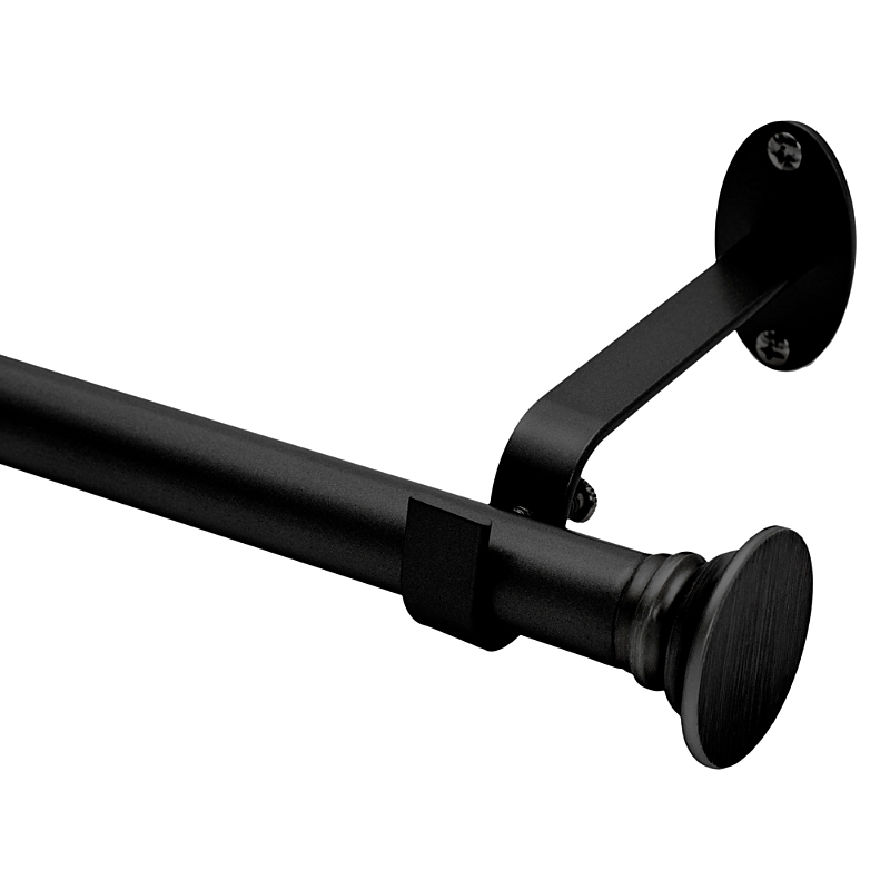 Elrene Home Fashions Shaker Adjustable Curtain Rod With Disc Finials, 28-48 In Wrought Iron