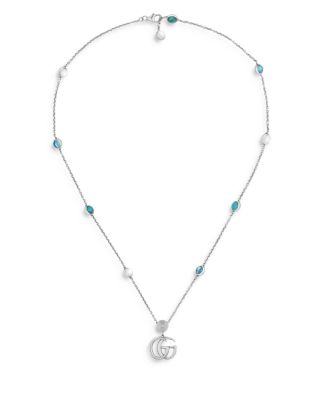 Sterling Silver Marmont Multi-Stone Double G Pendant Necklace, 15.5-16.6&amp;quot;
