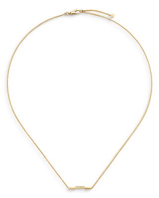 18K Yellow Gold Link To Love Bar Necklace, 17.7"