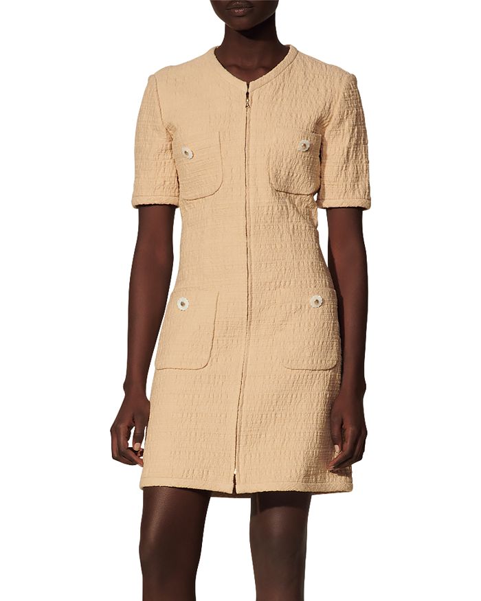 Sandro Nadege Tweed Dress With Zipper | Bloomingdale's