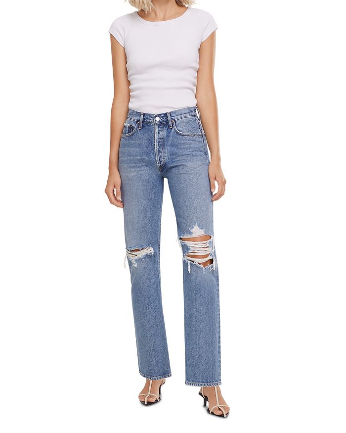Agolde Lana Mid Rise Full Length Straight Jeans: Review + Outfit