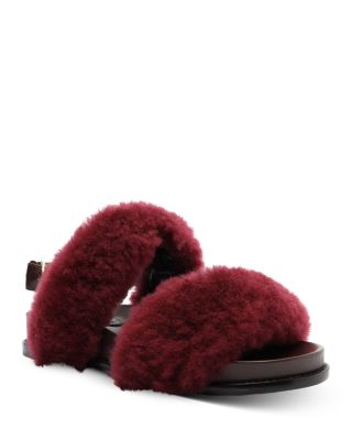 fur slingback slides