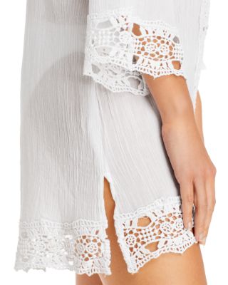 Island Fare Crocheted Lace Trim Tunic Swim Cover-Up