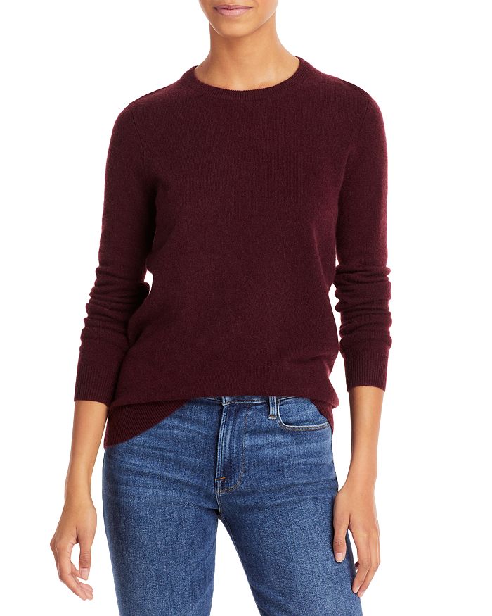 C By Bloomingdale's Cashmere C By Bloomingdale's Crewneck Cashmere Jumper - 100% Exclusive In Heather Burgundy