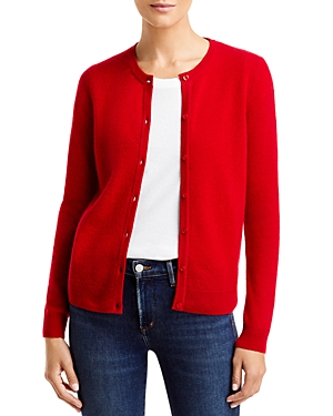 C By Bloomingdale's Crewneck Cashmere Cardigan - 100% Exclusive In Scarlett