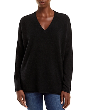 C By Bloomingdale's Oversized V Neck Cashmere Sweater - 100% Exclusive In Black