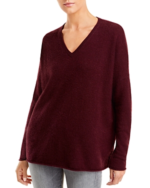 C By Bloomingdale's Oversized V Neck Cashmere Sweater - 100% Exclusive In Dark Raisin
